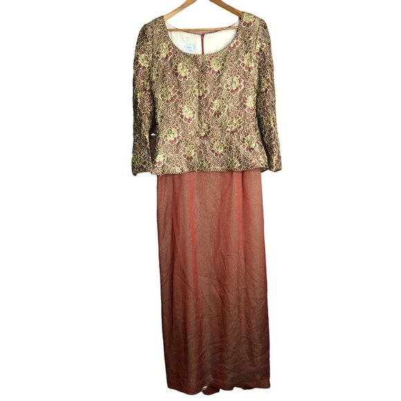 Vintage Nahdree by Victor Costa Full Length Iridescent Gown Maxi Dress Size 12 - Picture 1 of 8